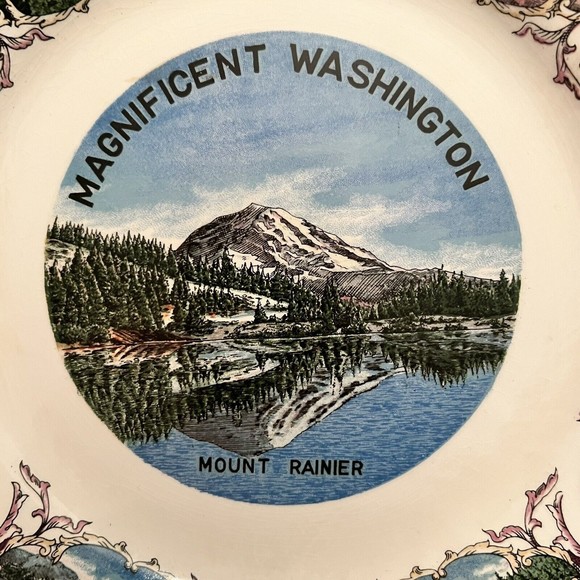 VTG Magnificient Washington Mount Rainier Collector Plate 9" Made in Japan - Picture 2 of 12